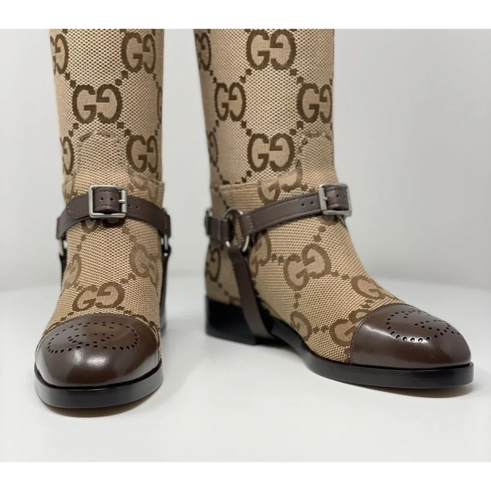 ❗️SOLD OUT ❗️Gucci Knee-high Boots With Harness  Euro size 36.5/ US 6.5 Brown - Picture 8 of 17